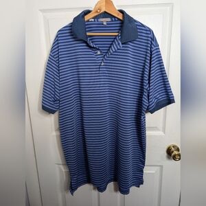 Peter Millar Summer Comfort Mens Polo Short Sleeve Blue Stripe Shirt Size XL
